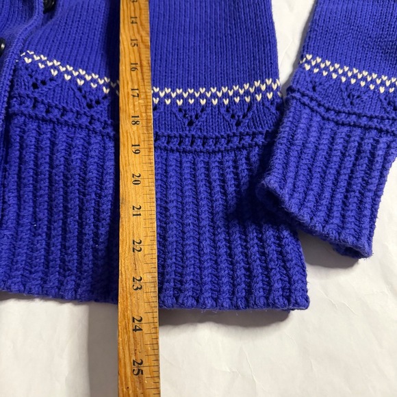 LL Bean Signature Fair Isle Knit Cardigan Blue Geometric Pattern Women L Cottage - Picture 6 of 7